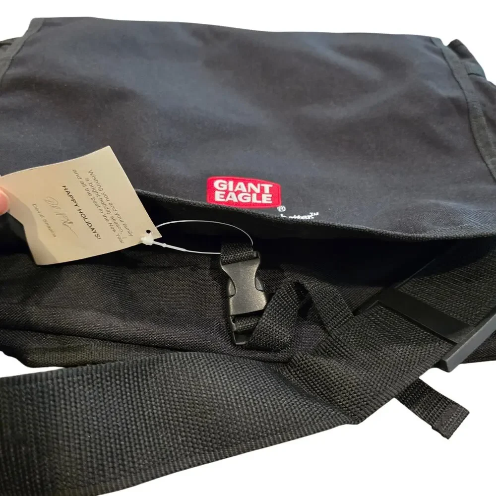 Canvas Messenger Laptop Shoulder Bag by Giant Eagle Black NWT 14x12x4